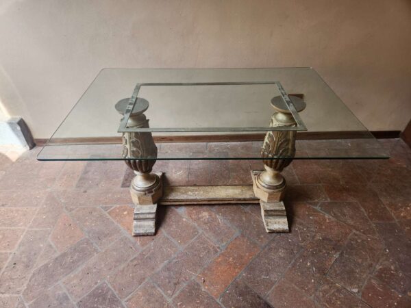 Tavolo antico laccato con vetro - immagine 3