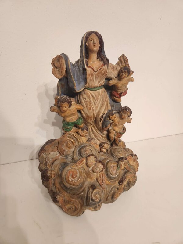 Scultura antica in terracotta  raff.Madonna - immagine 7