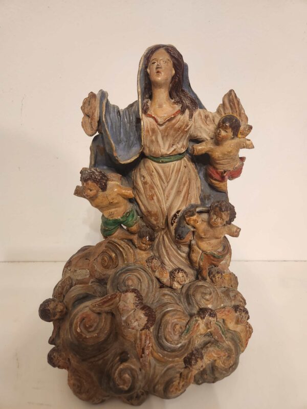 Scultura antica in terracotta  raff.Madonna - immagine 3