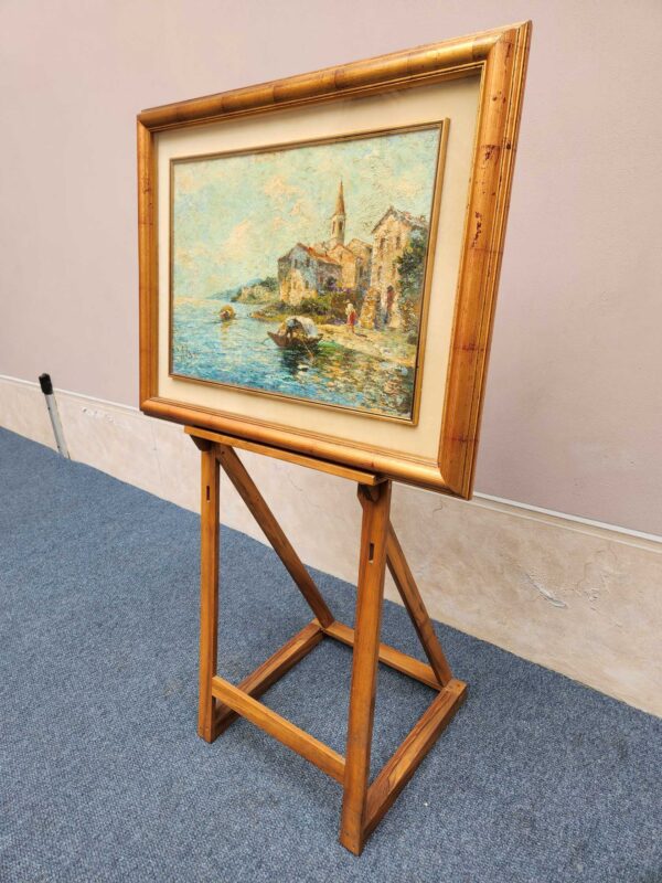 Quadro antico Raffigurante lago con barche - immagine 3