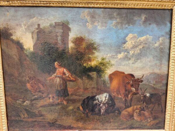 Quadro antico raff animali al pascolo - immagine 6