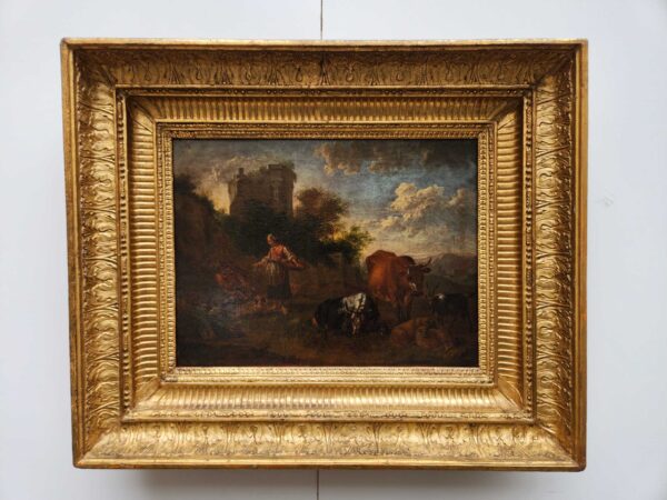 Quadro antico raff animali al pascolo - immagine 8