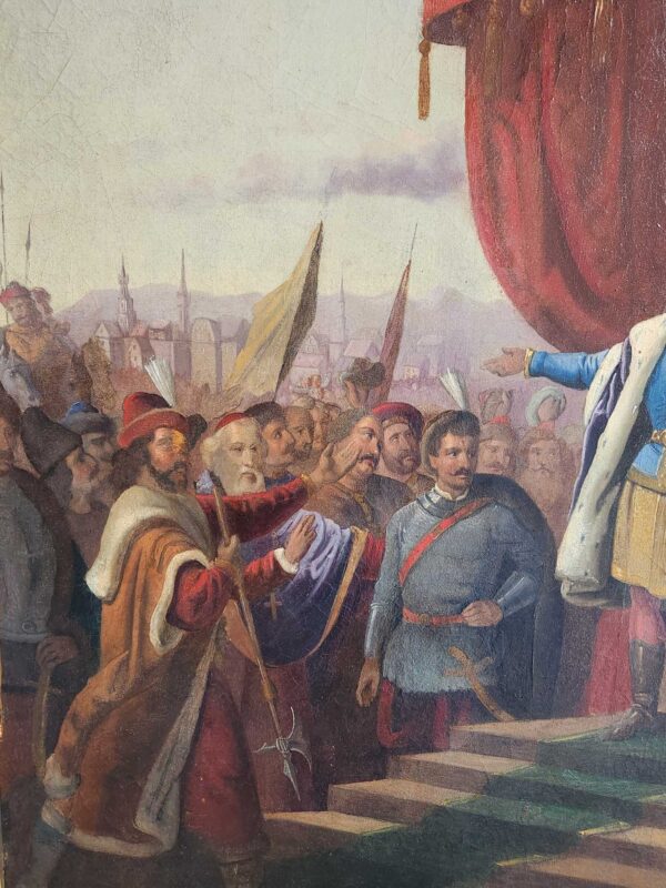 Dipinto antico epoca 800 raff soldati - immagine 10