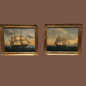 Coppia di quadri raff. marine
