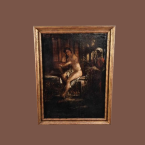 Dipinto antico con scena femminile