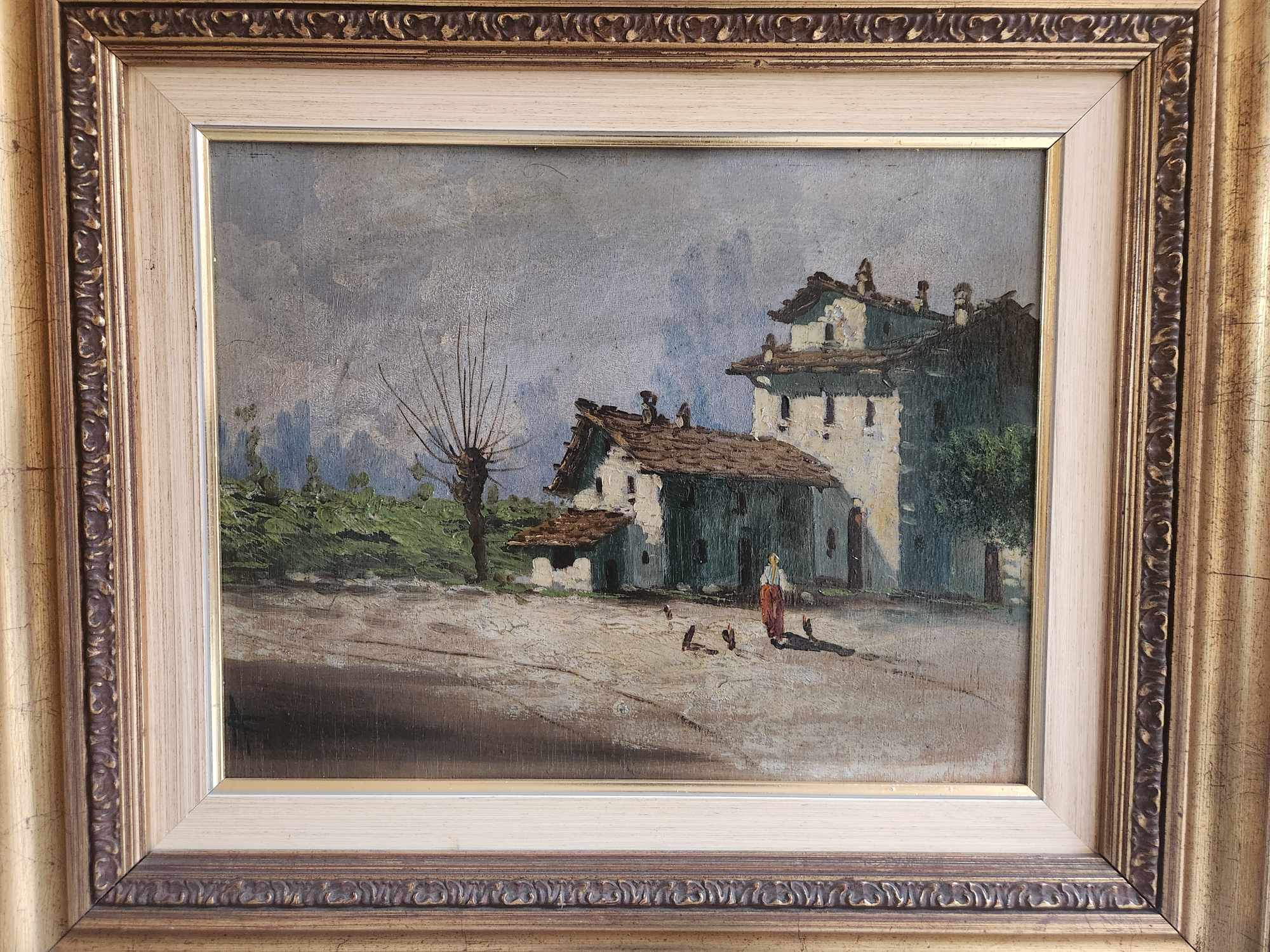 Quadro antico raff paesaggio rurale - immagine 4