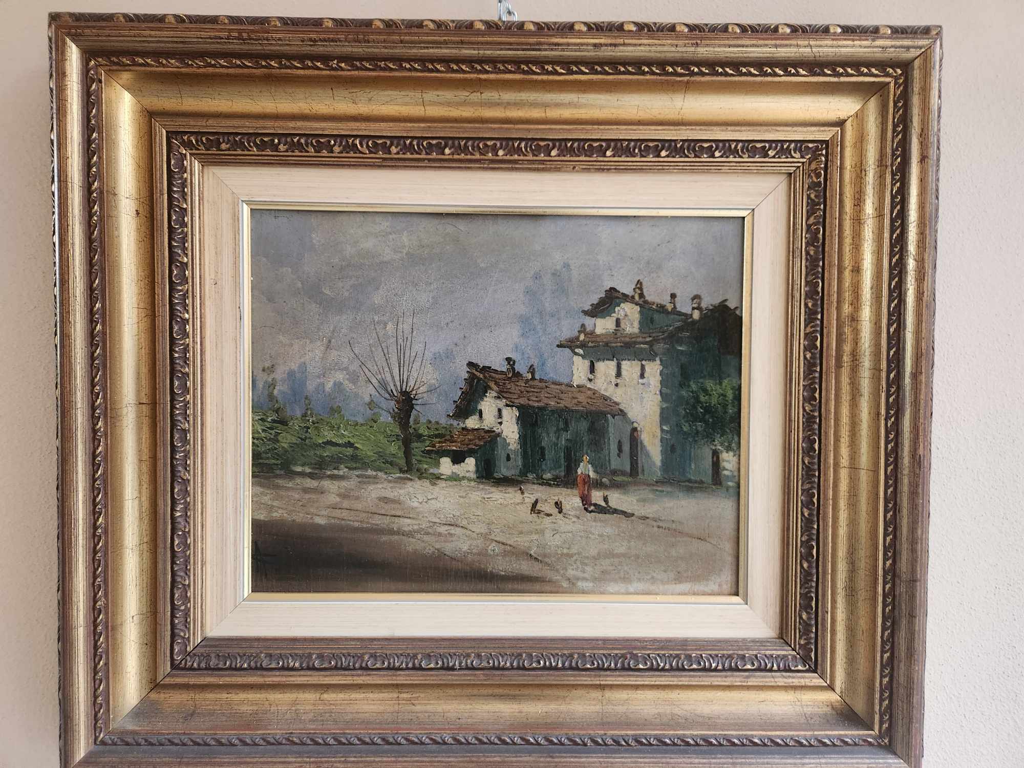 Quadro antico raff paesaggio rurale - immagine 5