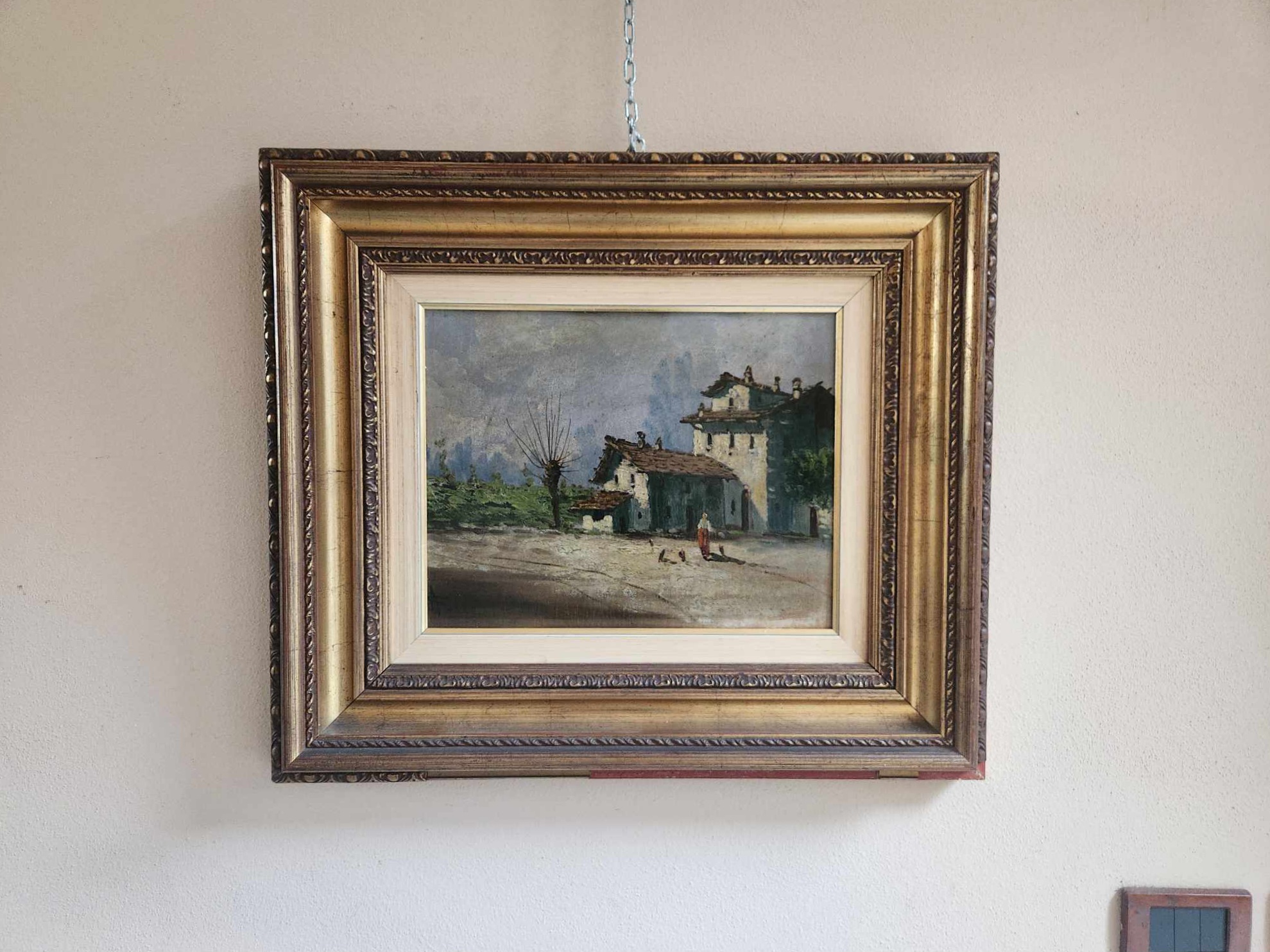 Quadro antico raff paesaggio rurale - immagine 11