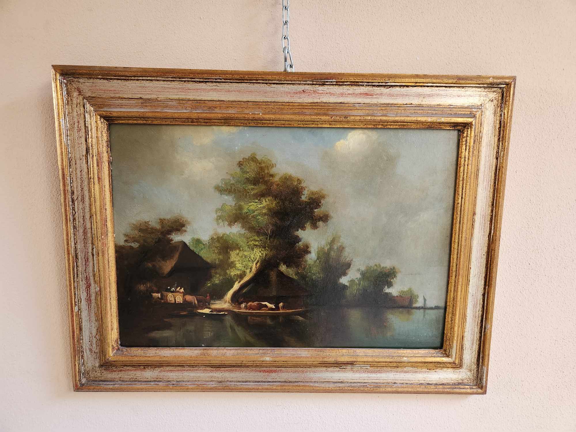 Quadro antico raff. Paesaggio - immagine 3