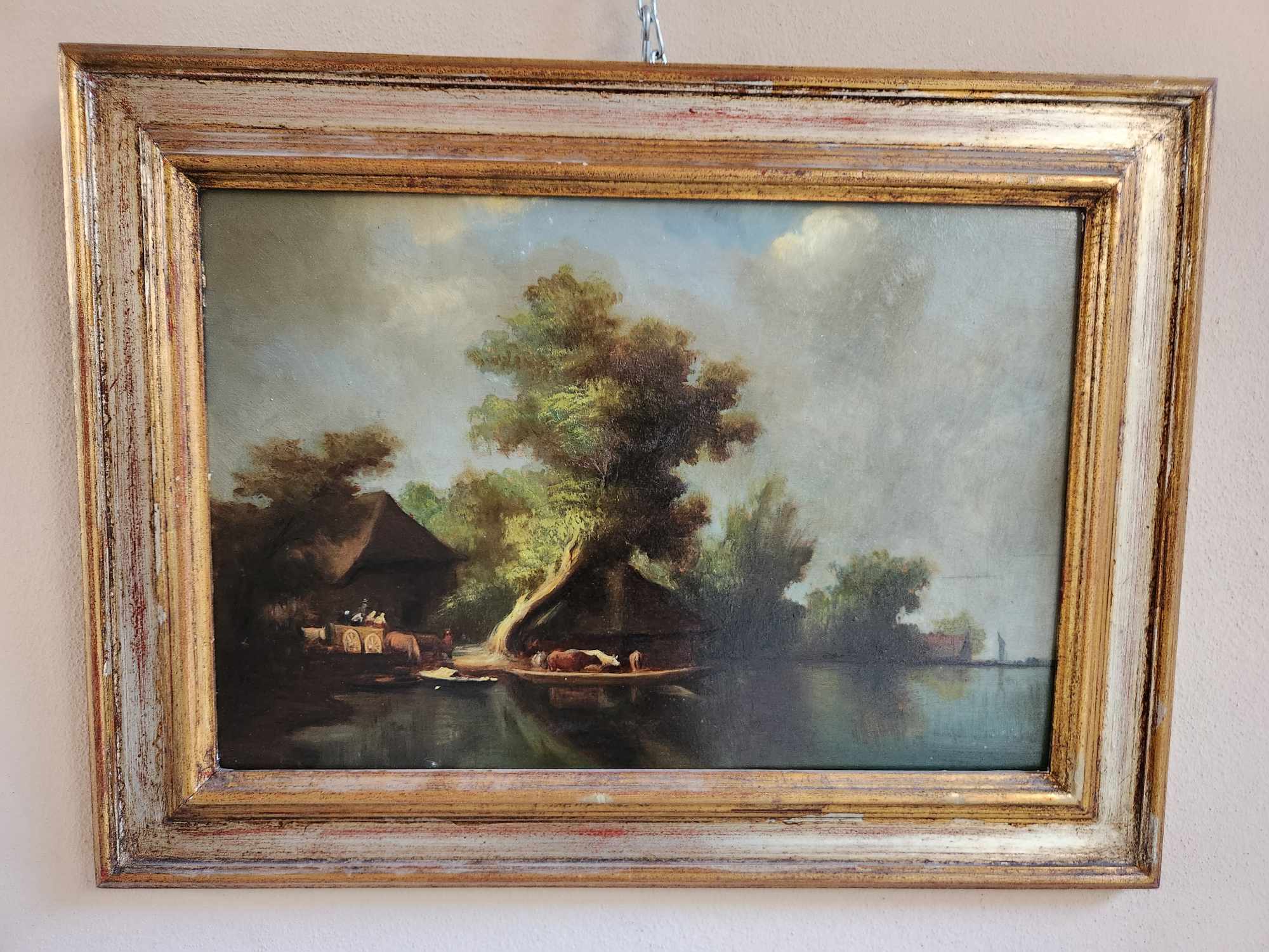 Quadro antico raff. Paesaggio - immagine 8