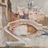 Dipinto antico raff. Paesaggio con Nevica epoca 900 - immagine 6