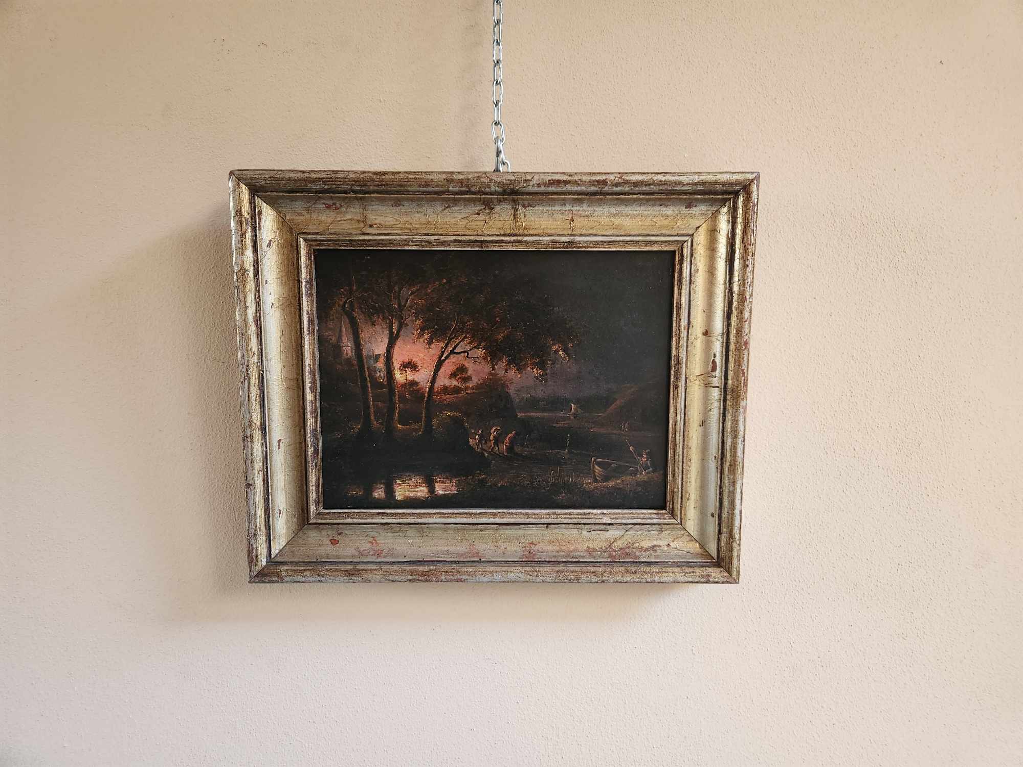 Quadro epoca 800/900 Paesaggio Fluviale - immagine 8
