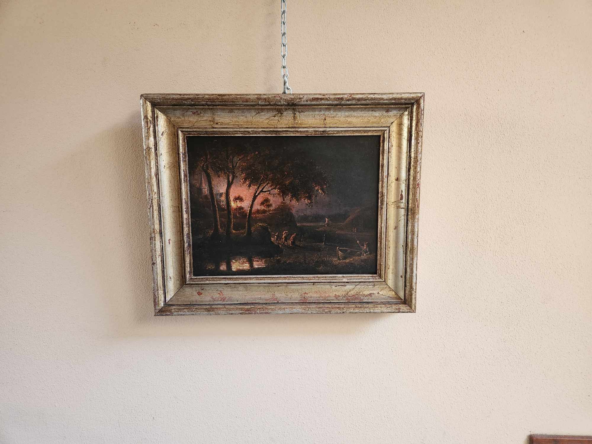 Quadro epoca 800/900 Paesaggio Fluviale - immagine 2