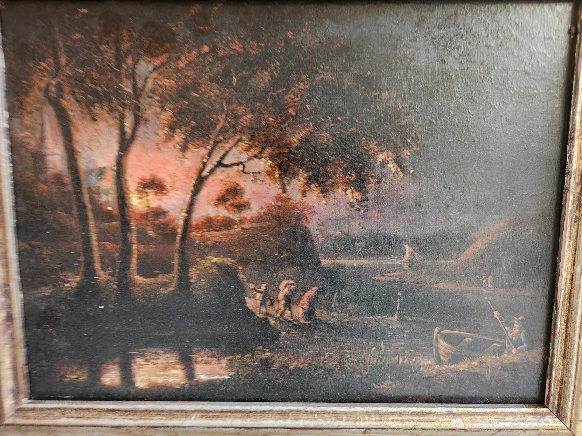 Quadro epoca 800/900 Paesaggio Fluviale - immagine 5