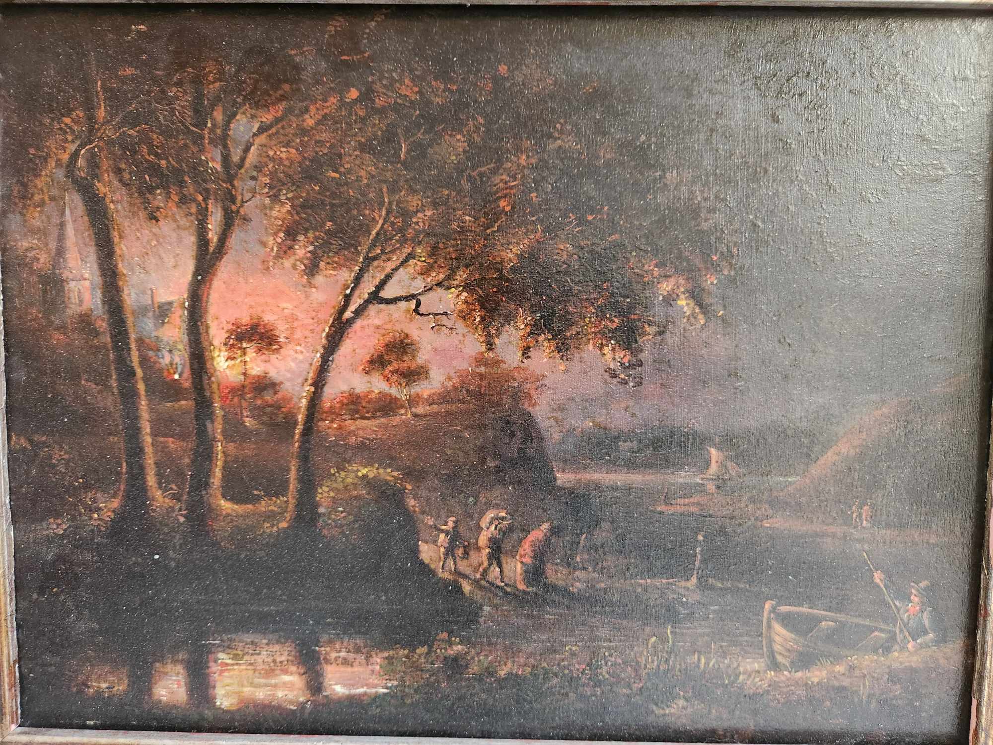 Quadro epoca 800/900 Paesaggio Fluviale - immagine 6
