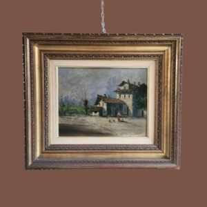 Quadro antico raff paesaggio rurale