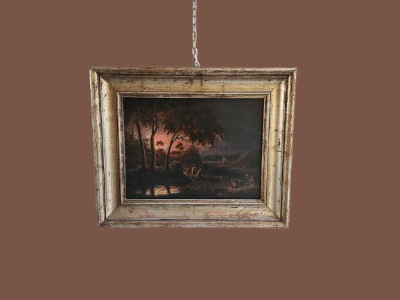 Quadro epoca 800/900 Paesaggio Fluviale
