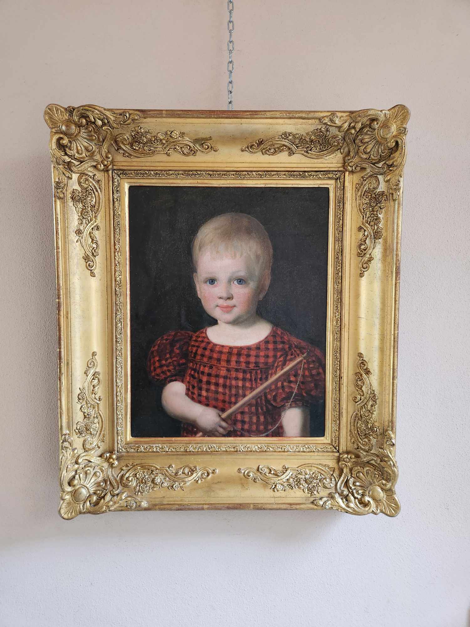 Dipinto antico raff. Bambina - immagine 3