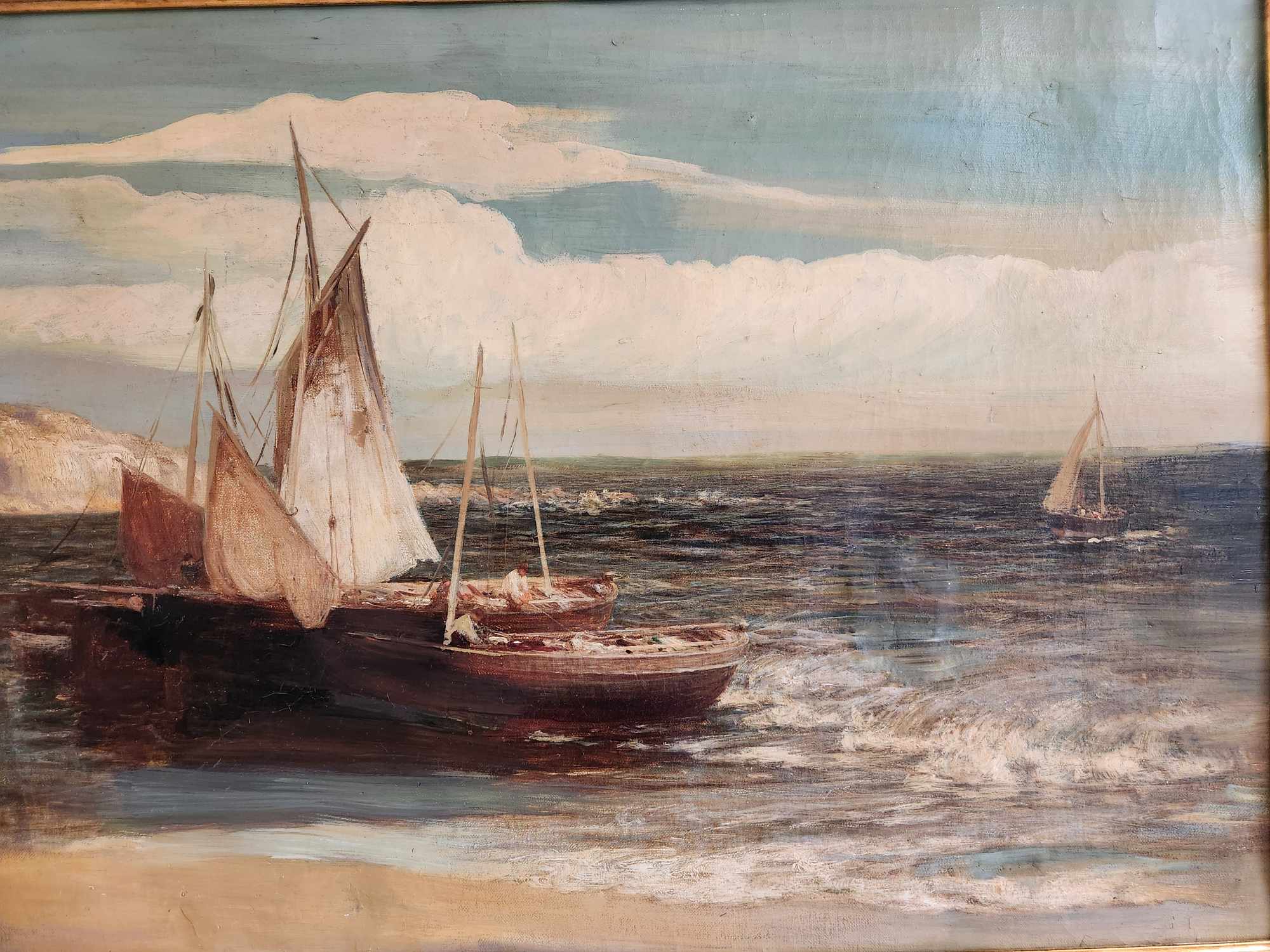 Quadro antico raffigurante barche - immagine 5