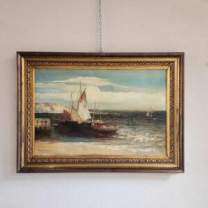 Alternative view of Quadro antico raffigurante barche
