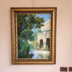 Alternative view of Dipinto antico epoca 900 raff villa con giardino
