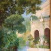 Dipinto antico epoca 900 raff villa con giardino - immagine 4