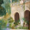 Dipinto antico epoca 900 raff villa con giardino - immagine 6