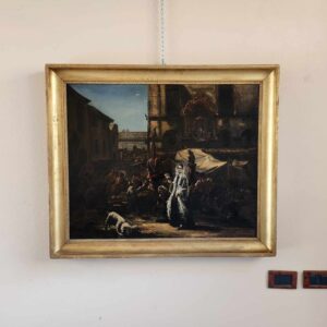 Alternative view of Dipinto antico raff scena di mercato