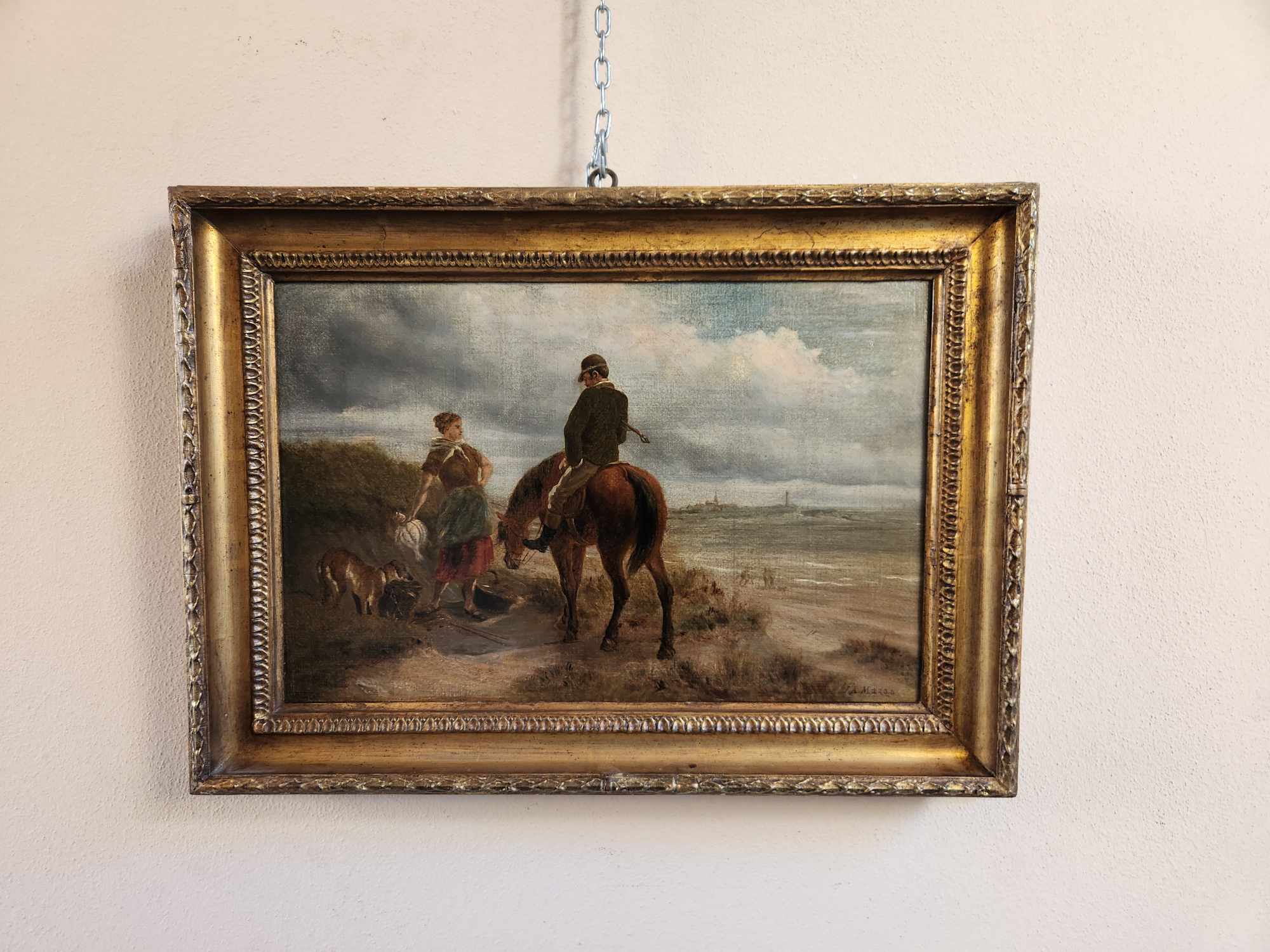 Dipinto antico raff paesaggio con personaggi epoca 800 - immagine 9