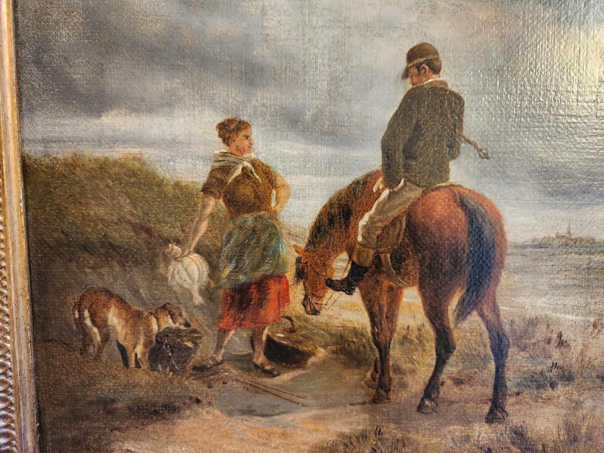 Dipinto antico raff paesaggio con personaggi epoca 800 - immagine 6