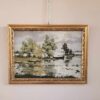 Dipinto epoca 900 fiume con barca - immagine 9