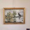 Dipinto epoca 900 fiume con barca - immagine 3