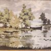 Dipinto epoca 900 fiume con barca - immagine 7