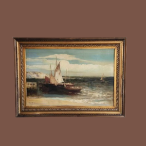Quadro antico raffigurante barche