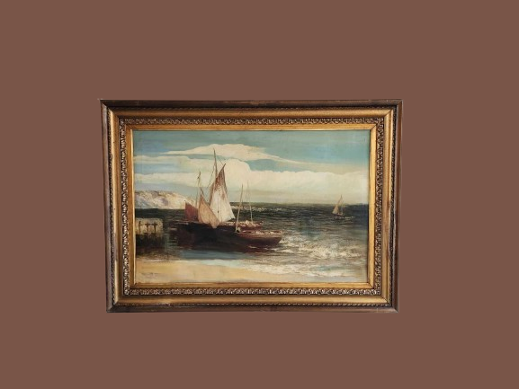 Quadro antico raffigurante barche
