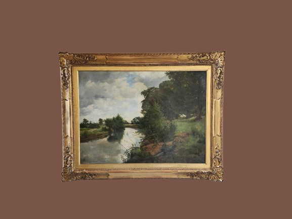 Dipinto antico epoca 800/900 raff. Paesaggio